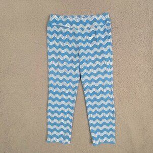 J MCLAUGHLIN WOMENS STRETCH PANTS SIZE M LIGHT BLUE WITH WHITE DESIGN
